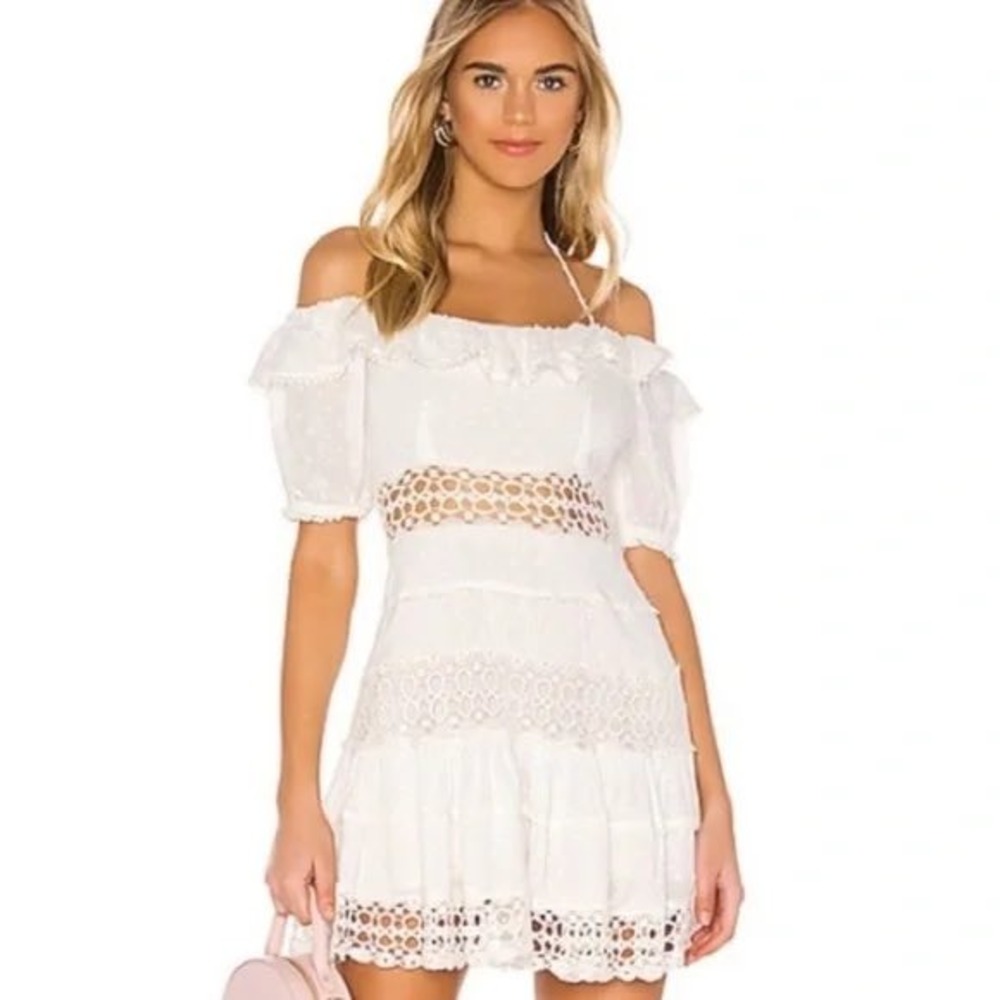 Free People Cruel Intentions Ruffle Mini Dress‎ Women 12 White Boho Cottagecore